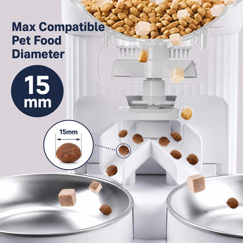 7L Smart Automatic Pet Feeder with HD Camera Double Bowls WiFi Intelligent Cat Dog Food Dispenser with Tuya App Control Remote Monitoring Two-Way Audio Voice Recorder Timer Auto Feeding for Multi Pets