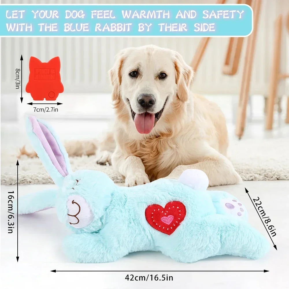 Bunny Plush Dog Heartbeat Toy Puppy Anxiety Relief Calming Sleep Aid Comfort Pillow for Crate Training Small Puppies