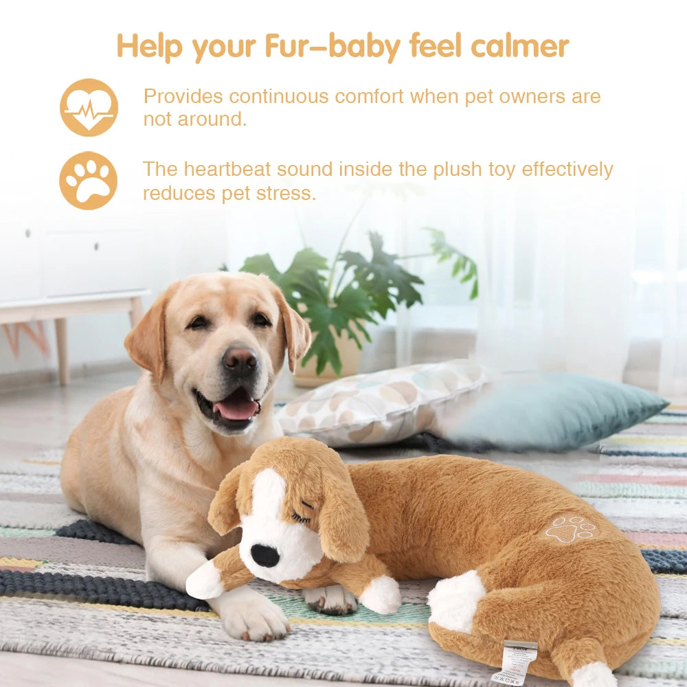Curved Pillow Dog Heartbeat Toy for Comfort And Behavioral Training Heartbeat Stuffed Toy for Dogs And Cats