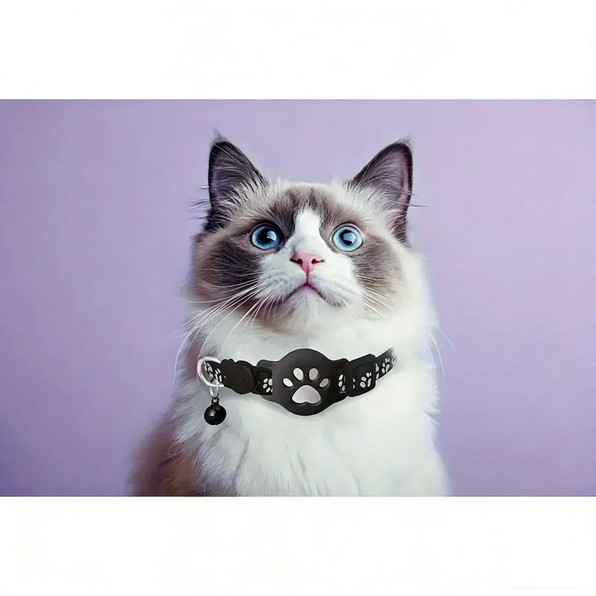 AirTag Cat Collar Reflective Paw Pattern Fit iOS Android System Quick Release Buckle Waterproof Anti-Lost Collar for Small Cats