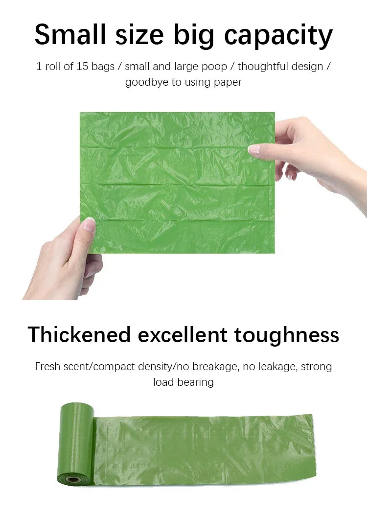 Dog Poop Bags Value Pack, 5 Rolls + 1 Dispenser with Leash Clip, Biodegradable Eco-Friendly Pet Waste Bags, No Wobbling
