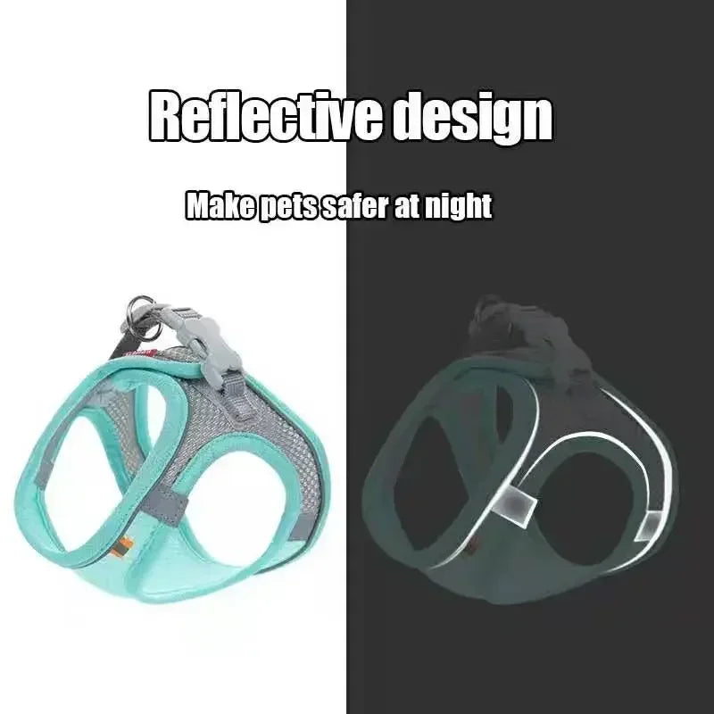 Cat Harness & Leash Set, Adjustable Escape-Proof Breathable Summer Mesh Vest, Outdoor Walking Kitten, Night Reflective