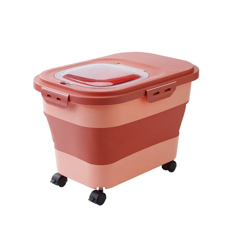13/33LB Collapsible Cat Dog Food Storage Container, Airtight Sealing Dry Food Box with Lid for Kitchen Grain & Rice