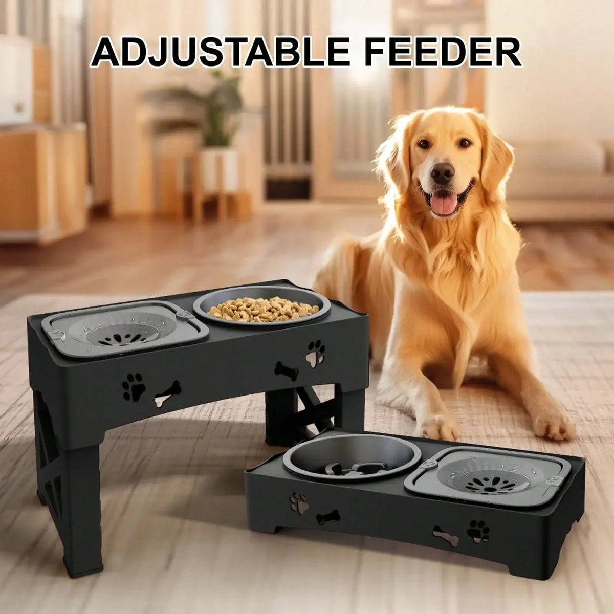 Raised Dog Bowl Stand Anti Slip Feet Double Feeder For Small Medium Large Dogs Cats Pet Bowls