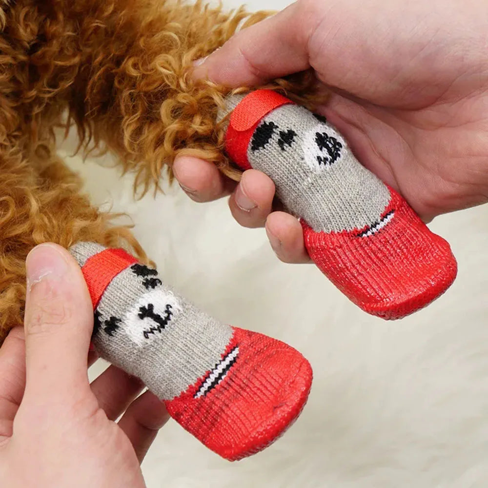 Dog Socks Warm Knit Socks for Cats and Dogs Waterproof Dog Shoes Scratch-proof Foot Covers Anti Scald Feet Pet Socks Teddy Socks