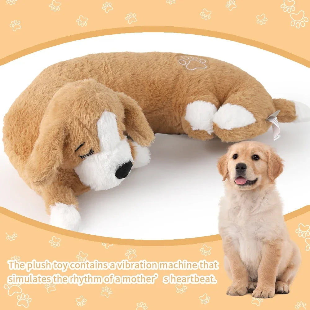 Curved Pillow Dog Heartbeat Toy for Comfort And Behavioral Training Heartbeat Stuffed Toy for Dogs And Cats