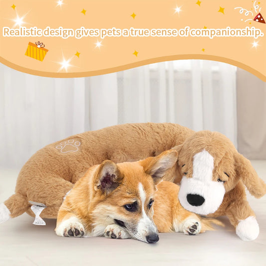 Curved Pillow Dog Heartbeat Toy for Comfort And Behavioral Training Heartbeat Stuffed Toy for Dogs And Cats