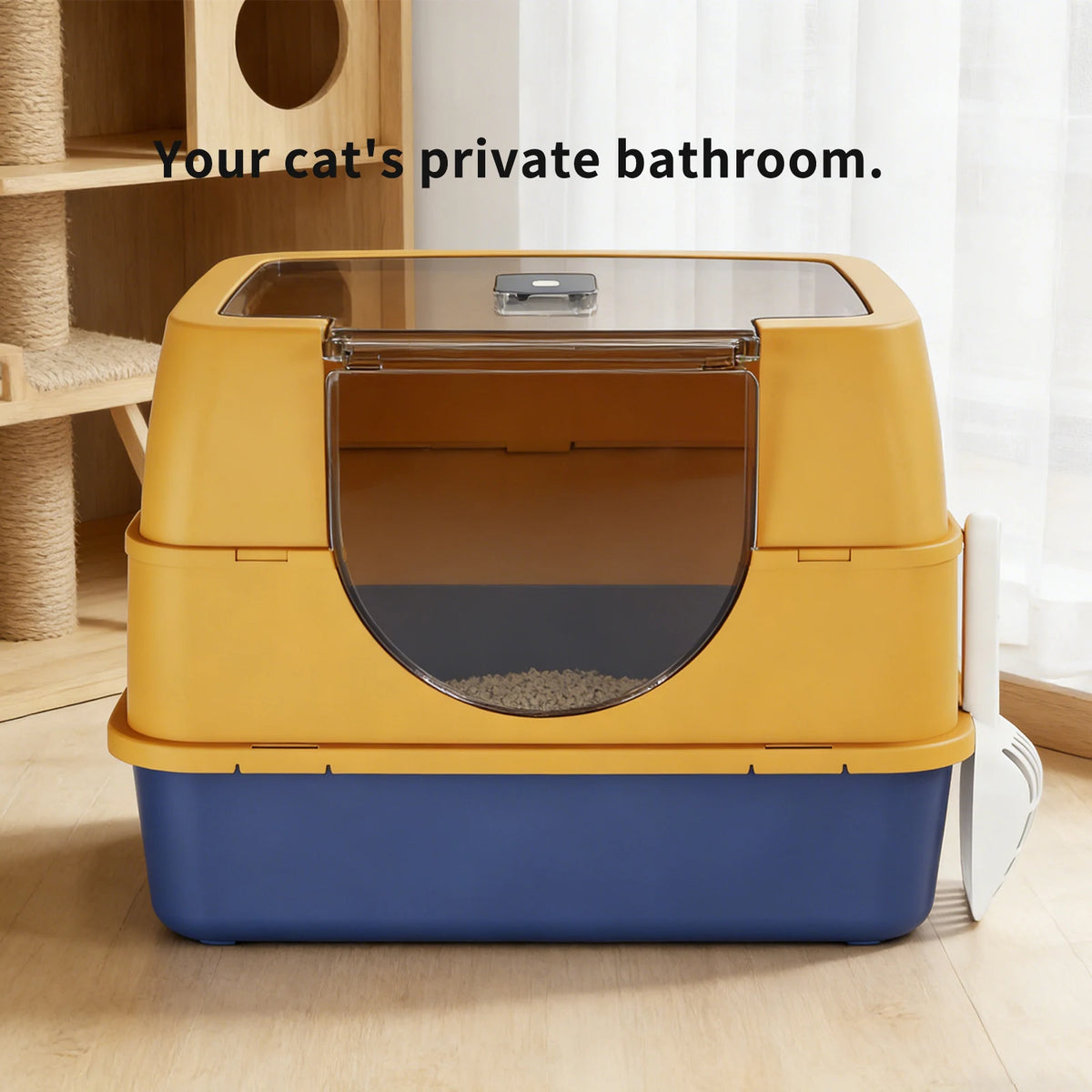 Double Color Fully Enclosed Flip Pet Litter Box With Large Space Detachable Easy To Clean,Sturdy And Durable Cat Toilet Pet Supplies