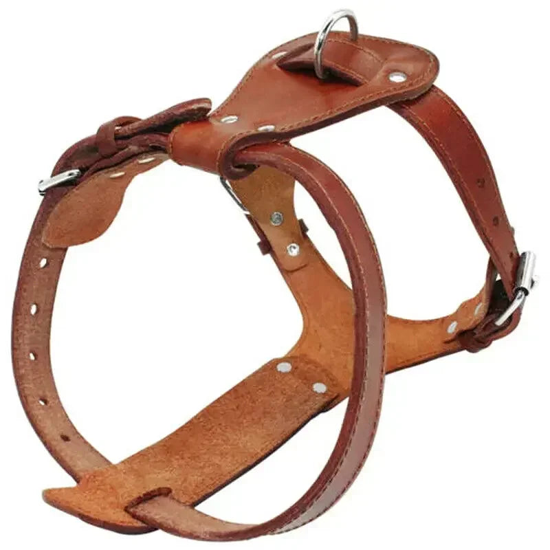 Genuine Leather Dog Cat Harness Brown Real Leather Dogs Walking Training Vest Adjustable Straps Durable Harnesses for Dogs
