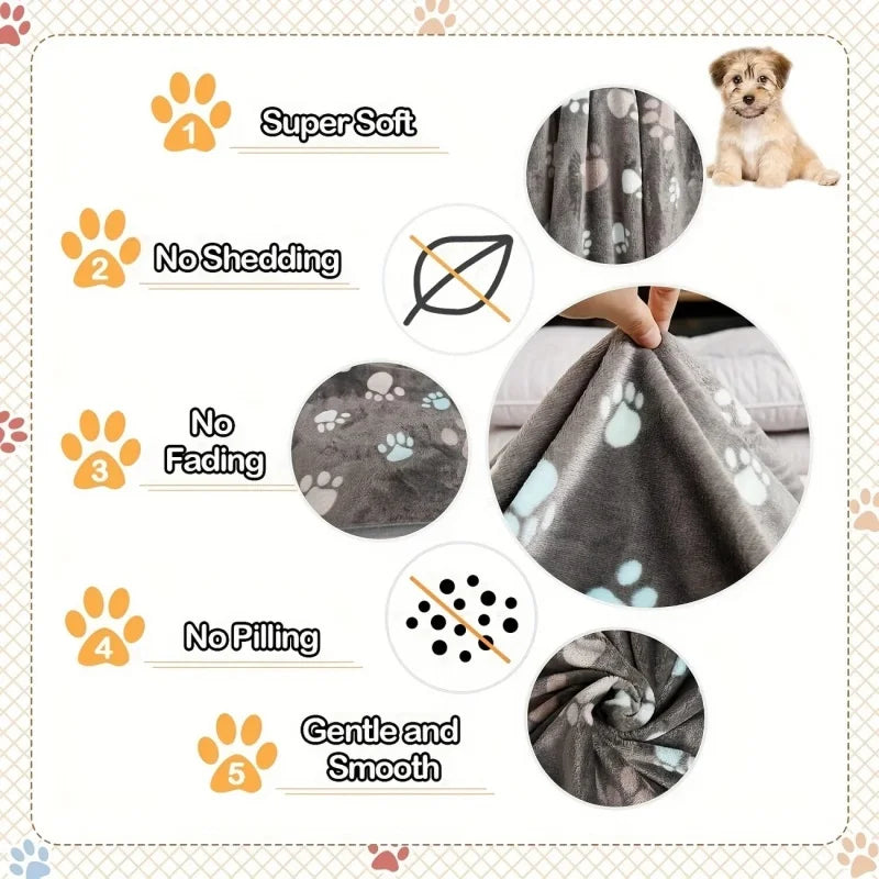3PCS Soft Flannel Fleece Cat Dog Blanket Bed Mats Paw Foot Print Warm Pet Blanket Sleeping Beds Cover Mat For Pets Supplies