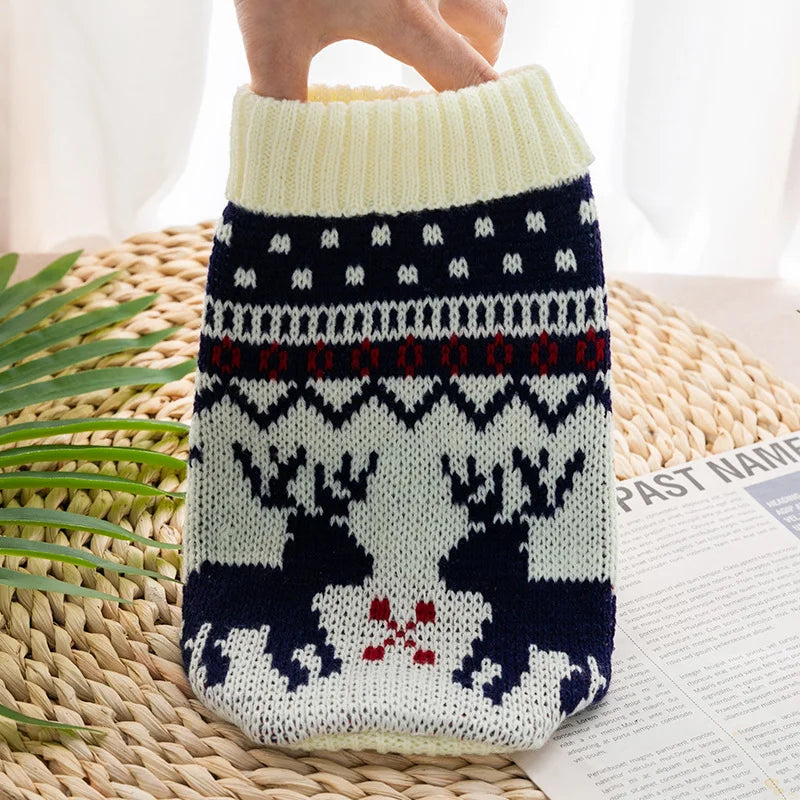 Christmas Style Pet Dog Sweater New Year Costume For Cat Cute Knitted Wool Puppy Clothes Warm Soft Winter Apparel For Medium Pet