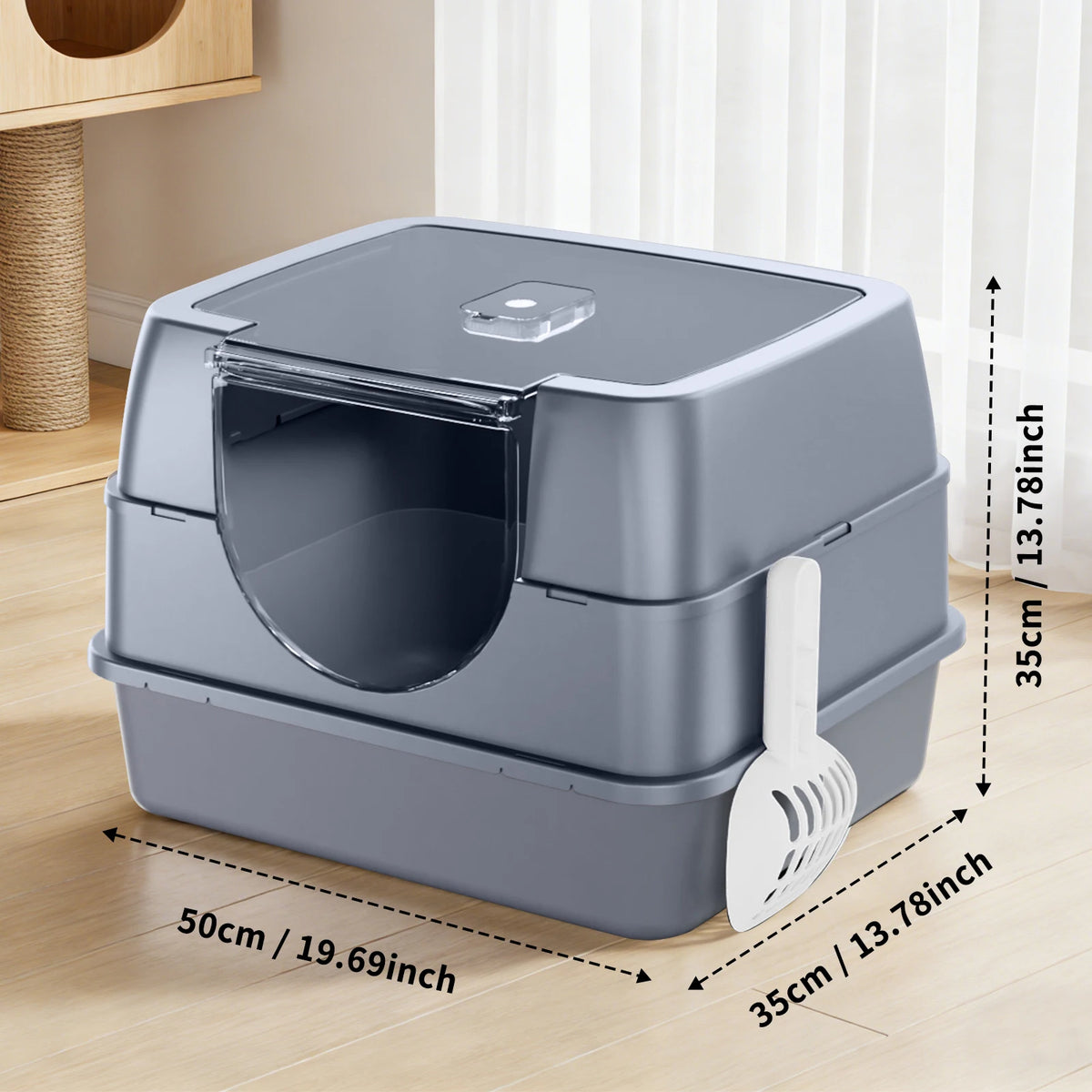 Double Color Fully Enclosed Flip Pet Litter Box With Large Space Detachable Easy To Clean,Sturdy And Durable Cat Toilet Pet Supplies