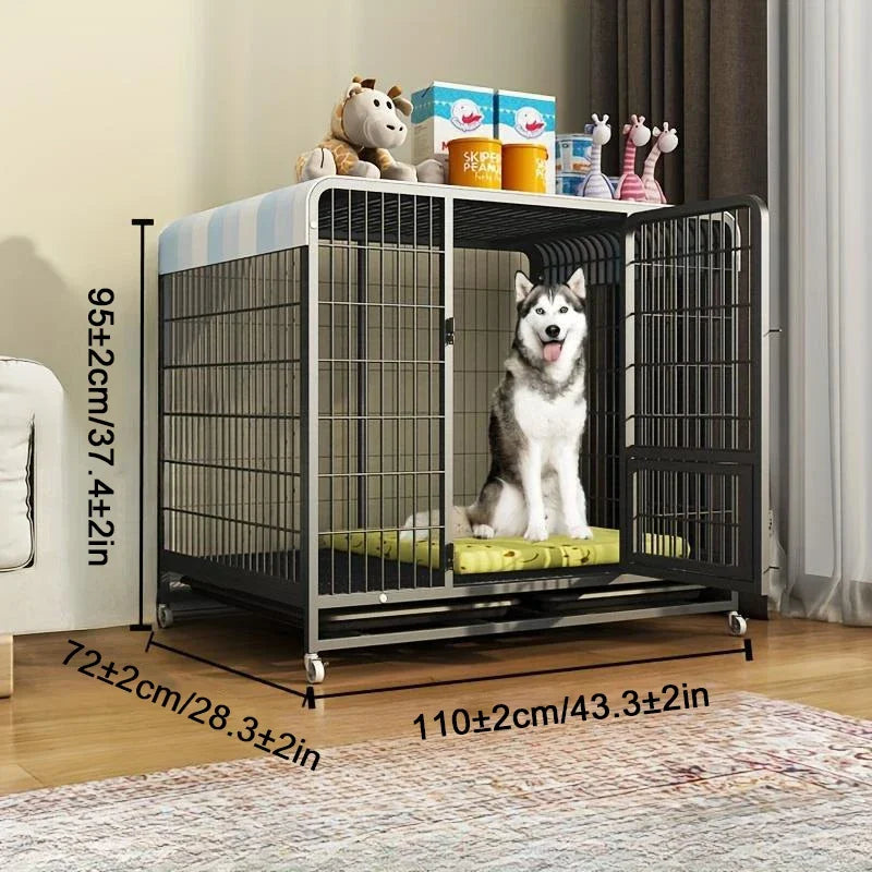 BOOTEELY Heavy Duty Dog Kennels Metal Dog Kennels Heavy Duty Indestructible And Escape-Proof Dog Crate Cage Kennel for Large Dog
