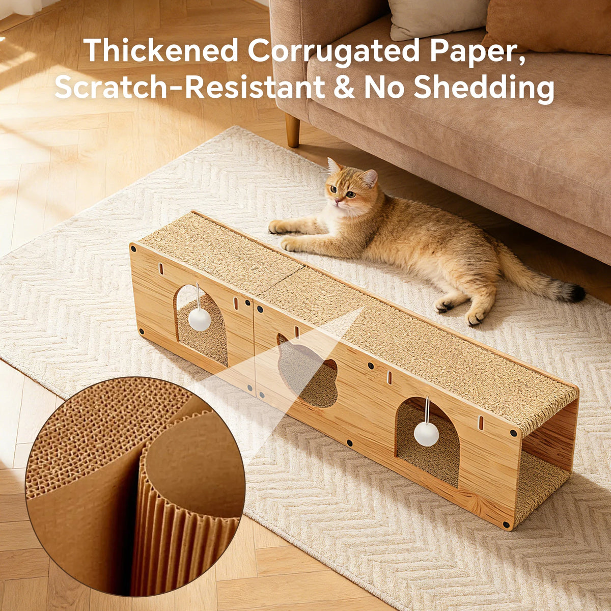 Large Solid Wood Cat Bed, Standing Cat Scratching Board, Cat Tunnel, Cat Toy. Indoor Cat Viewing Cat Hole. Cat Doughnut Cat Tunnel Bed. Medium-Large Size Cat Toy To Prevent Scratching. Christmas Pet Gift.