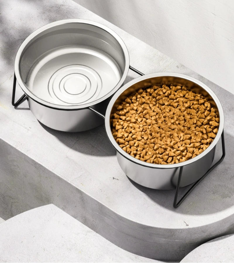 Large Stainless Steel Dog Slow Food Bowl with Thickened Stand Elevated  Pets Products Supplies Feeders Accessories Tip Proof