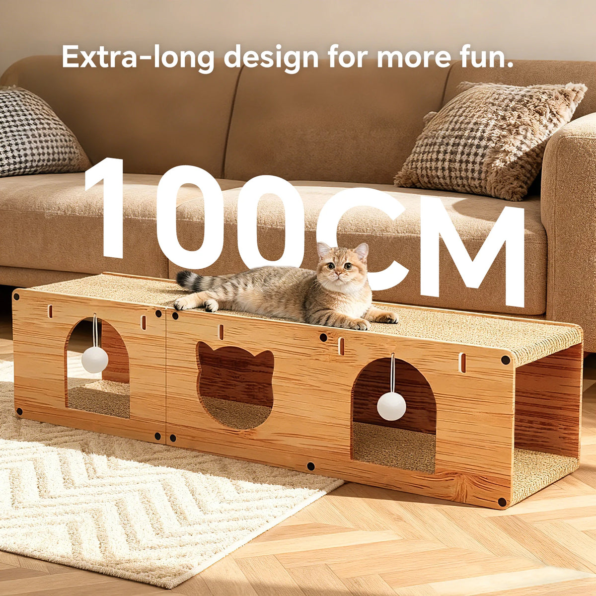 Large Solid Wood Cat Bed, Standing Cat Scratching Board, Cat Tunnel, Cat Toy. Indoor Cat Viewing Cat Hole. Cat Doughnut Cat Tunnel Bed. Medium-Large Size Cat Toy To Prevent Scratching. Christmas Pet Gift.