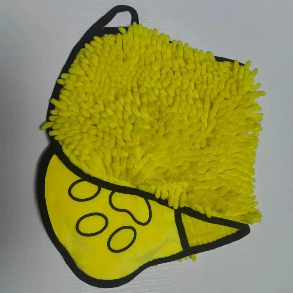 Double-Sided Hand Pocket Pet Bath Towel, Soft Chenille Fabric, Portable with Hanging Loop for Dogs & Cat