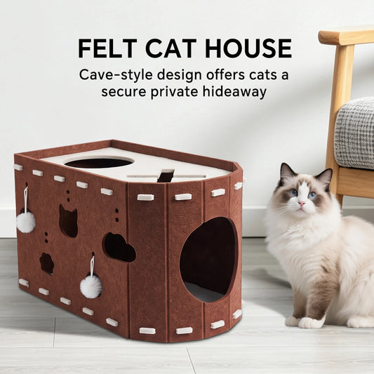 Cat Bed, A Safe And Fun Cat House With Creative Cat Toys. Made Of Felt, This Durable Scratching Toy Is Perfect For Multi-Cat Households As A Christmas Gift.