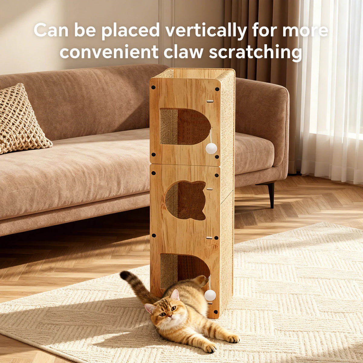 Large Solid Wood Cat Bed, Standing Cat Scratching Board, Cat Tunnel, Cat Toy. Indoor Cat Viewing Cat Hole. Cat Doughnut Cat Tunnel Bed. Medium-Large Size Cat Toy To Prevent Scratching. Christmas Pet Gift.