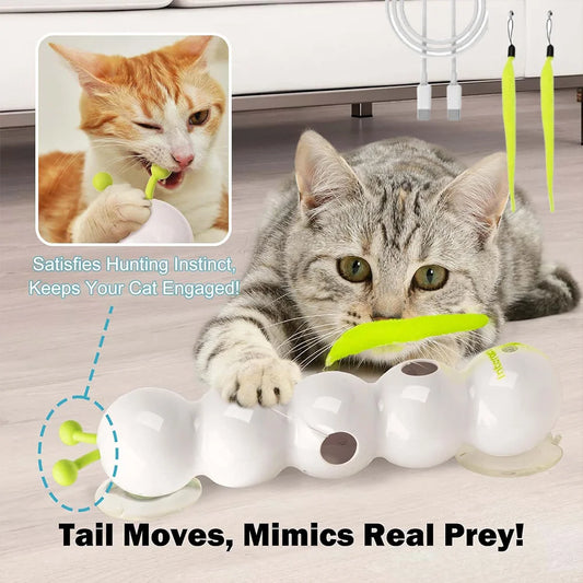 Smart Caterpillars Toy for Cat Interactive Caterpillars Cat Toy Cats Suction Cup Wiggles Worm Cat Toy with Tail for Indoor