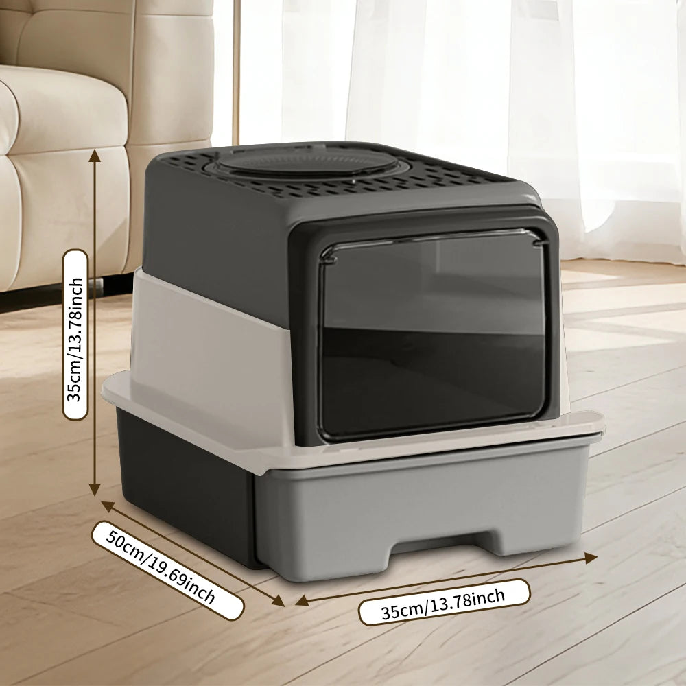 Draw-Out Three-Piece Pet Cat Litter Box Fully Enclosed Splash-Proof Large Space Detachable Easy To Clean Cat Litter Box Pet Toilet