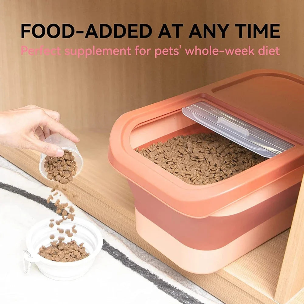 13/33LB Collapsible Cat Dog Food Storage Container, Airtight Sealing Dry Food Box with Lid for Kitchen Grain & Rice