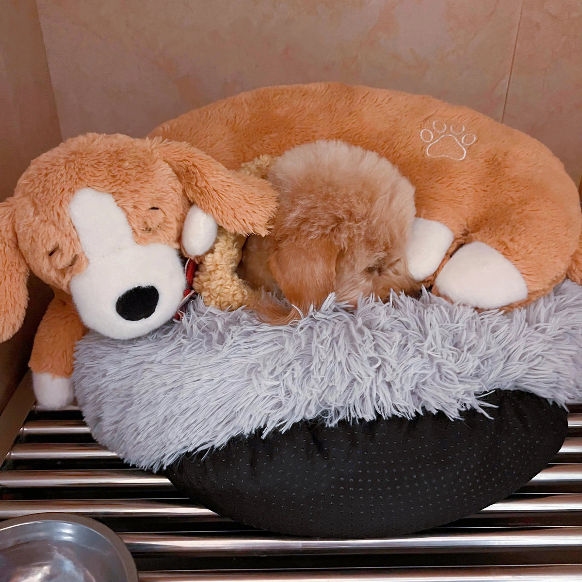 Curved Pillow Dog Heartbeat Toy for Comfort And Behavioral Training Heartbeat Stuffed Toy for Dogs And Cats