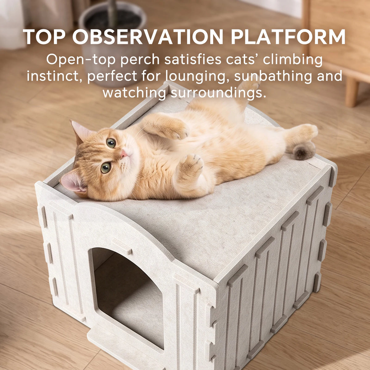 Christmas Pet Gifts - Square Felt Cat Bed, Won't Collapse, Perfect For Sleeping And Playing. Semi-Enclosed Felt Cat Bed, Suitable For All Seasons - Comfortable Indoor Cat Cube Bed.
