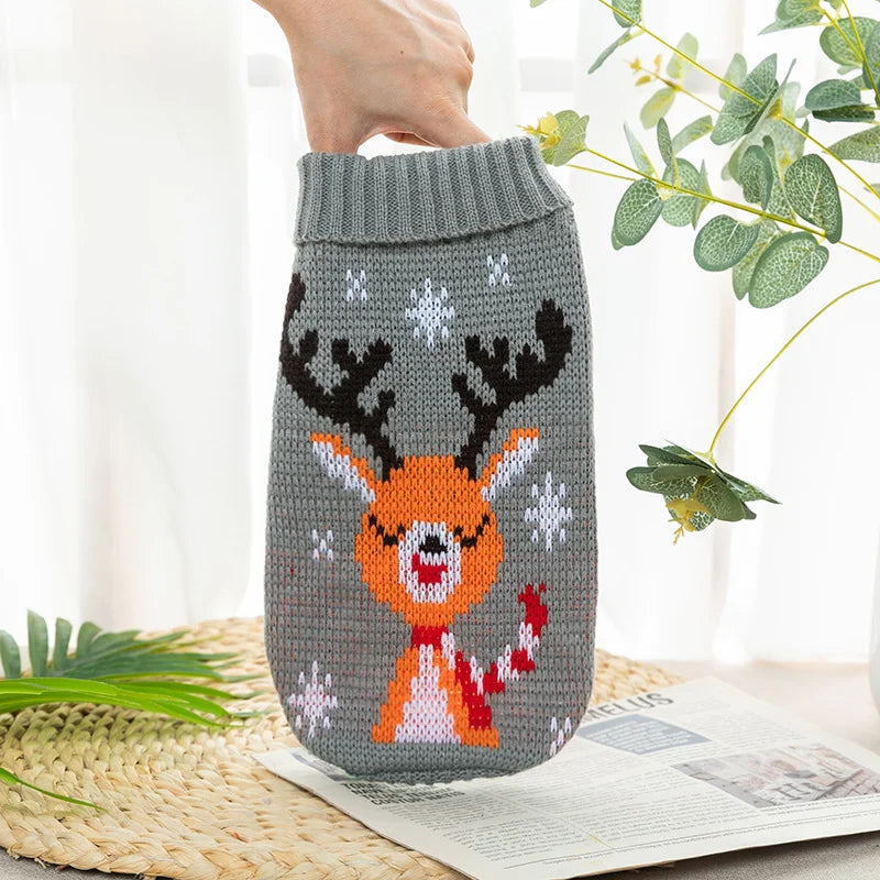 Christmas Style Pet Dog Sweater New Year Costume For Cat Cute Knitted Wool Puppy Clothes Warm Soft Winter Apparel For Medium Pet