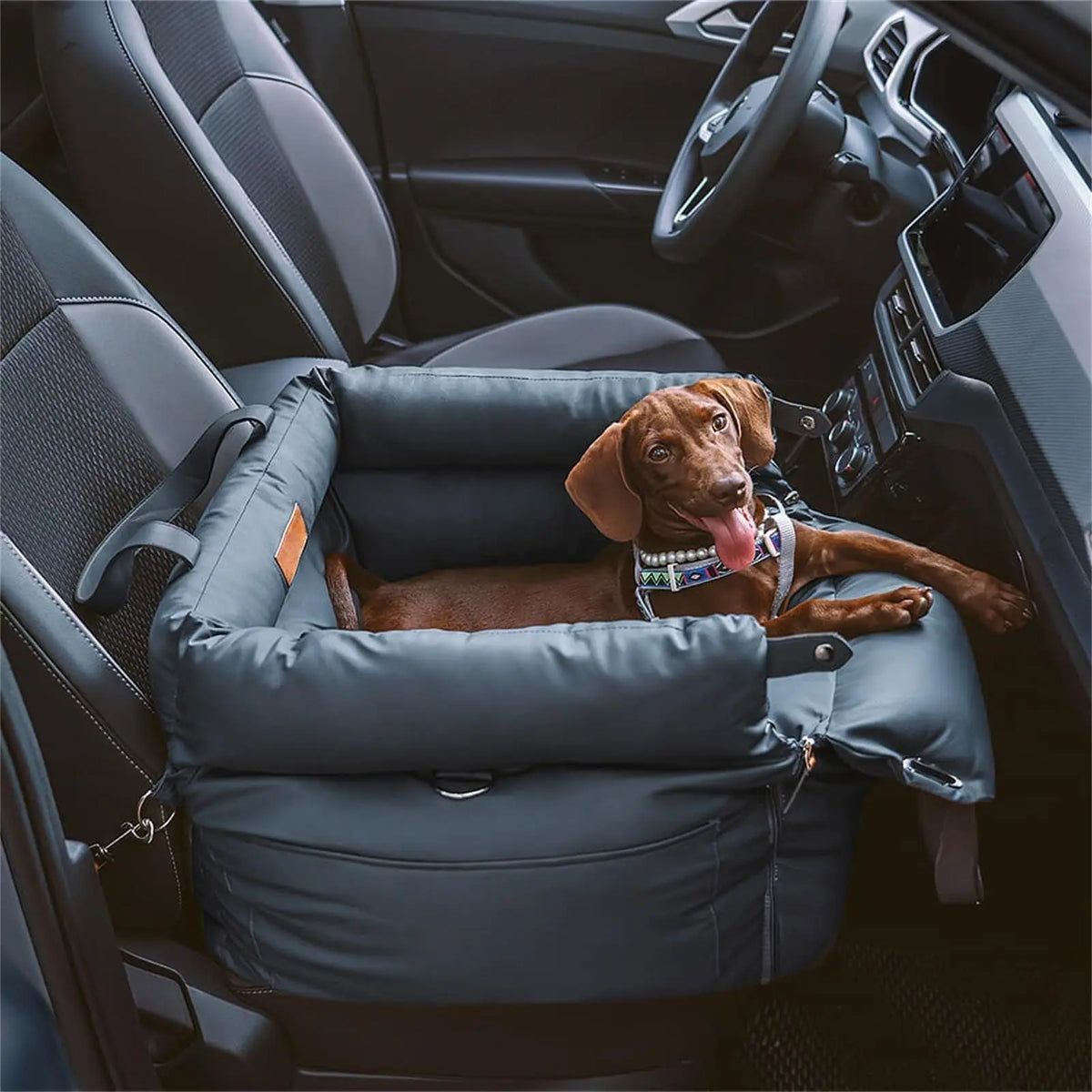 Pet Outing Luxury Faux Leather Dog Car Seat Waterproof Dog Beds Kennel Pet Booster Car Seat Dog Cat Travel Seat