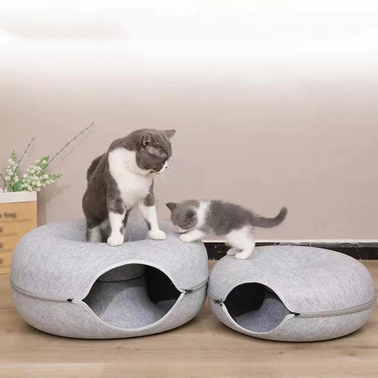B-Tunnel Donut Cat Bed Interactive Tunnel Pet Felt Indoor Toys Cats House Kitten Training Toy Cat Kennel Cat Accessories