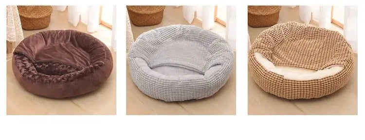 Round Pet Bed For Dog Cat Puppy House Warm Mat Winter Blankets Anti-Stress Orthopedic Fluffy Cat Dog Bed, Suitable For Winter
