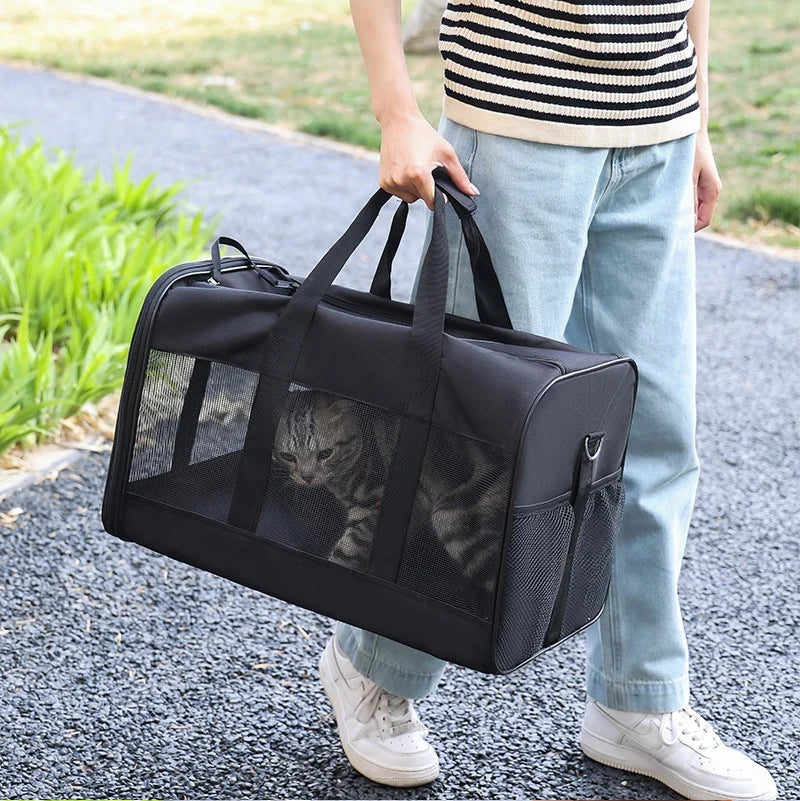Travel Pet Bag Portable For Outdoor Carrying One Shoulder Breathable Cat Dog Bag Comfort Foldable Handbag Pet Transport Bag