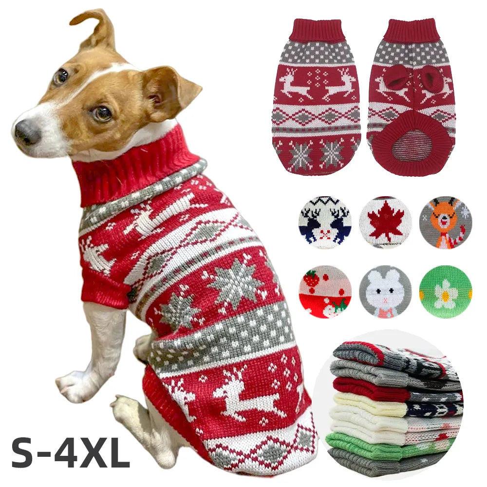 Christmas Style Pet Dog Sweater New Year Costume For Cat Cute Knitted Wool Puppy Clothes Warm Soft Winter Apparel For Medium Pet