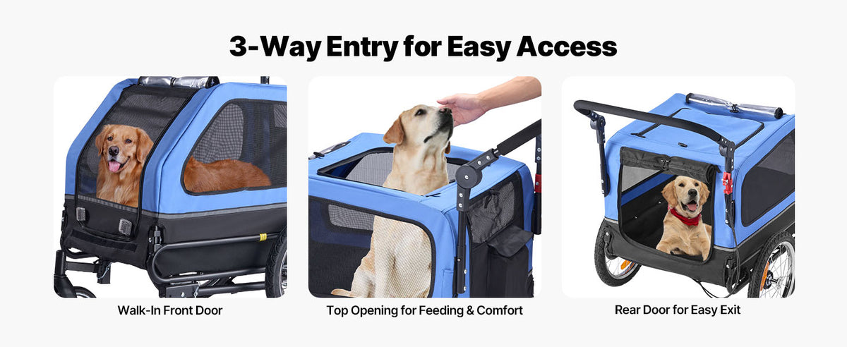 88 lbs Dog Bike Trailer 2-in-1 Pet Stroller Cart Bicycle Carrier with Wheel & Universal Coupler for Small & Large Dogs
