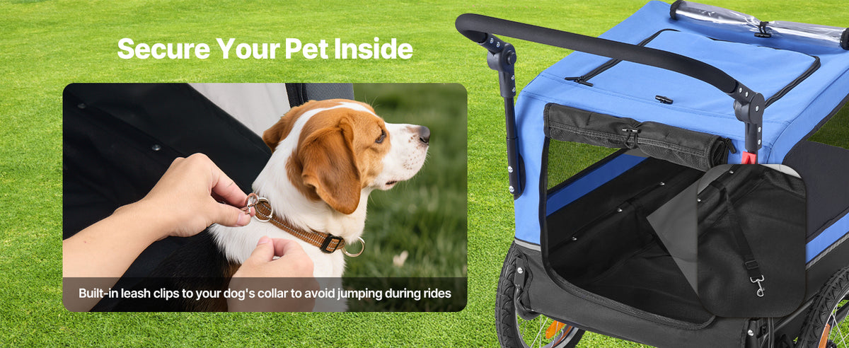 88 lbs Dog Bike Trailer 2-in-1 Pet Stroller Cart Bicycle Carrier with Wheel & Universal Coupler for Small & Large Dogs